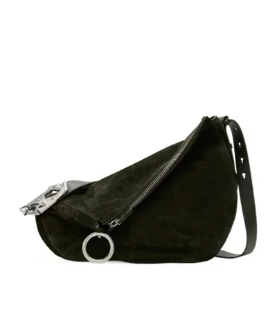 Burberry Medium Knight Leather Shoulder Bag In Blue