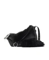 Burberry Woman Black Leather Knight Medium Shoulder Bag In Black