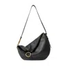 Burberry Medium Knight Ring Detailed Leather Shoulder Bag In Black