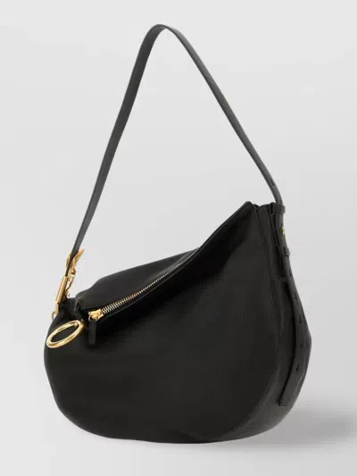 Burberry Medium Leather Knight Shoulder Bag In Black