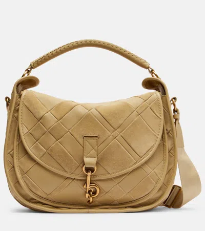 Burberry Medium Leather Shoulder Bag In Sand