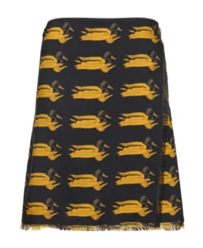Burberry Medium-length Skirt With Pattern In Black
