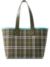 Burberry Medium London Vintage Check-print Tote Bag In Green