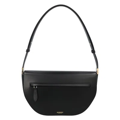 Burberry Medium Olympia Shoulder Bag With Silver-tone Hardware In Black