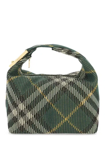 Burberry Medium Peg Check-pattern Tote Bag In Green