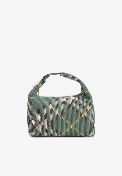 Burberry Medium Peg Checked Shoulder Bag In Green