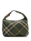 Burberry Peg Check Fabric Medium Bag In Green