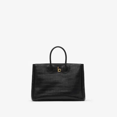 Burberry Medium Rocking Horse Tote In Black
