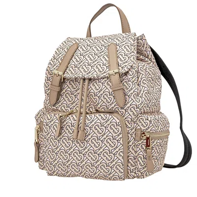Burberry Medium Rucksack In Monogram Print Nylon- Blush In Multi