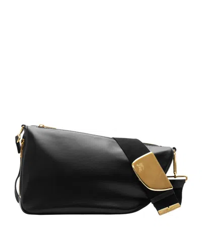Burberry Medium Shield Leather Messenger Bag In Black