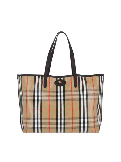 Burberry Borsa A Spalla Tote Highlands Media In Brown