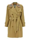 Burberry Castleford Check Collar Water Resistant Gabardine Trench Coat