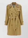 Burberry Castleford Check Collar Water Resistant Gabardine Trench Coat In Brown