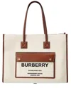 Burberry Medium Two-tone Canvas & Leather Tote