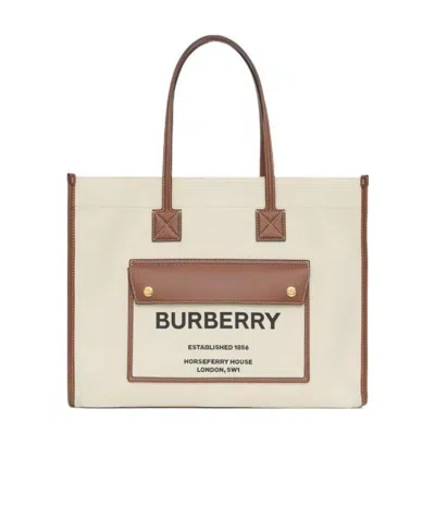 Burberry Medium Two-tone Freya Bag In White