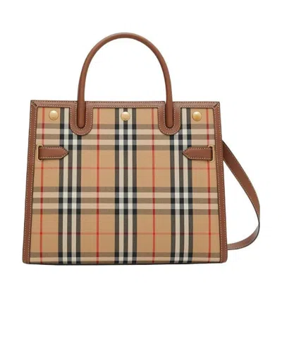 Burberry Medium Vintage Check Tote In Brown