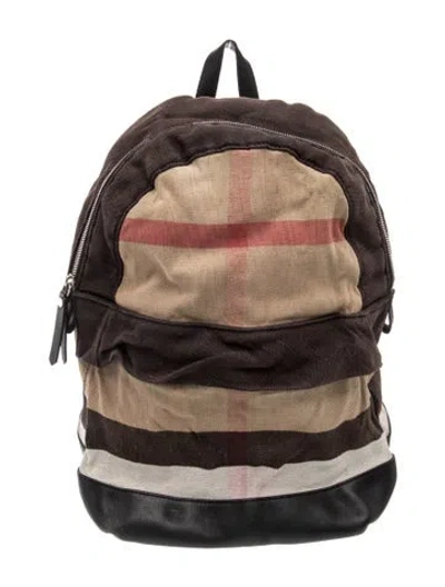 Pre-owned Burberry Mega Check Backpack In Neutral