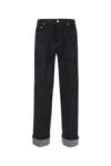 Burberry Straight Leg Rolled Cuff Denim Trousers In Black