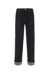 Burberry Denim Trousers With Contrast Stitching And Rolled Cuffs In Indigo