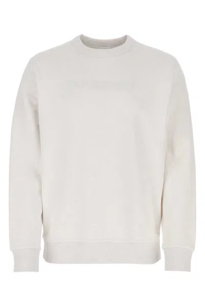 Burberry Man Melange Chalk Stretch Cotton Sweatshirt In White