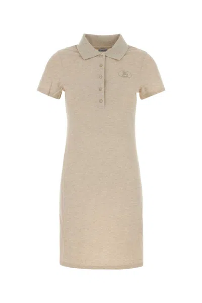 Burberry Melange Sand Piquet Polo Dress In Neutral