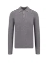 Burberry Wool Polo Sweater With Pointed Collar In Gray