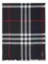 Burberry Check Wool-silk Scarf In Navy