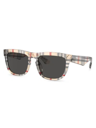 Burberry Men's 56mm Plaid Square Sunglasses In Multi
