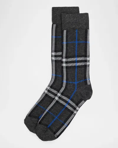 Burberry Men & Apos;s Check Crew Socks In Grey