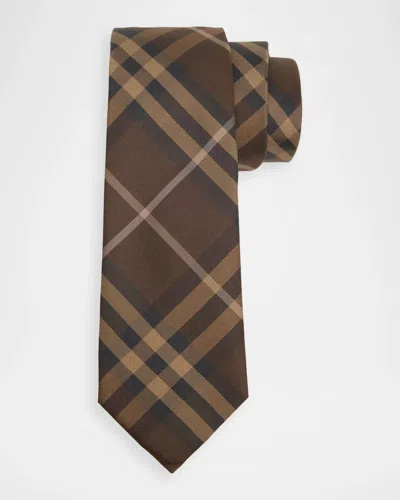 Burberry Men & Apos;s Check Silk Tie In Sepia Brow