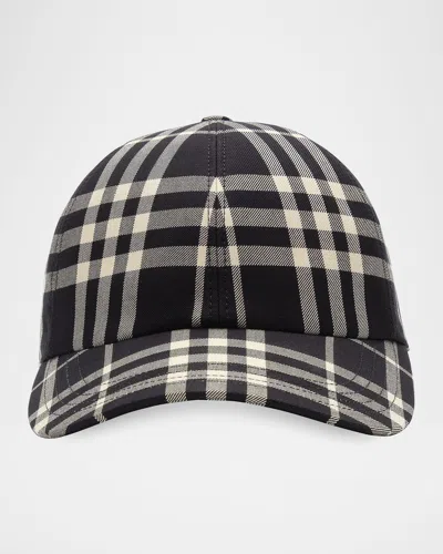 Burberry Men & Apos;s Checked Cotton Baseball Cap In Black/cali