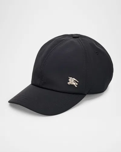Burberry Men & Apos;s Check-lined Equestrian Knight Baseball Cap In Black