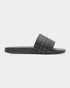 Burberry Check Slides In Gray