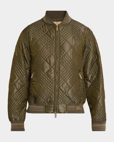 Burberry Men & Apos;s Rakewood Micro Check-stitch Bomber Jacket In Green