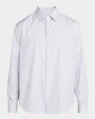 Burberry Men & Apos;s Relaxed Cotton Stripe Sport Shirt In White