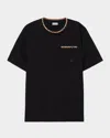 Burberry Cotton Logo T-shirt With Checkered Trim And Chest Pocket In Black