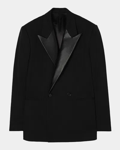 Burberry Men & Apos;s Slim Fit Wool Satin-lapel Tuxedo Jacket In Black Stripe