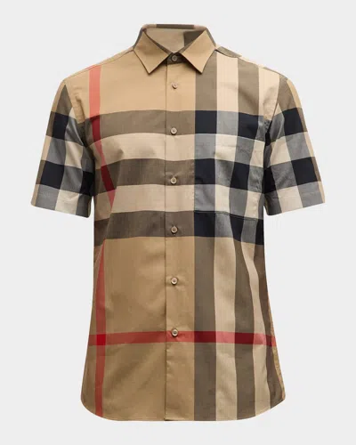 Burberry Men & Apos;s Summerton Check Sport Shirt In Brown