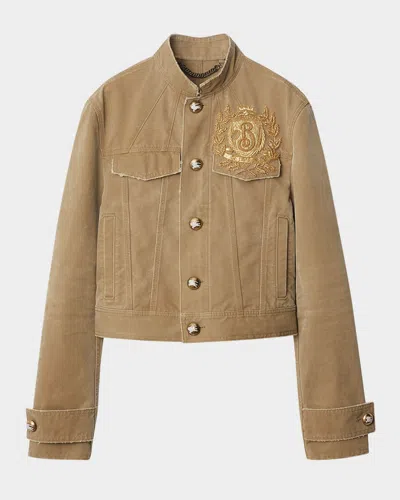 BURBERRY MEN'S B CREST DENIM JACKET