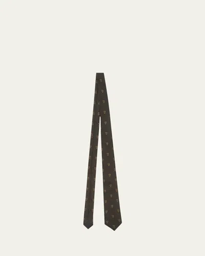 Burberry Men's B Shield Silk Tie, 7cm In Olive