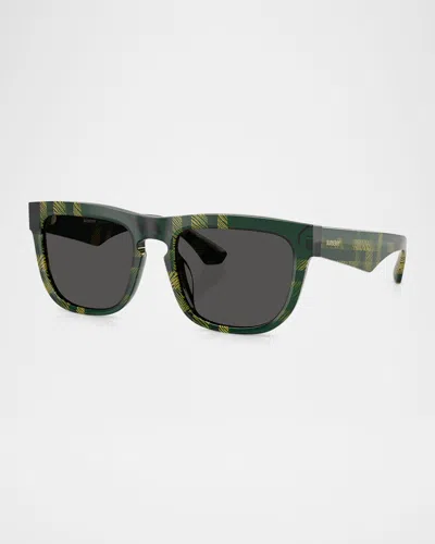 Burberry Men's Be4431u Square Sunglasses In Matte Green