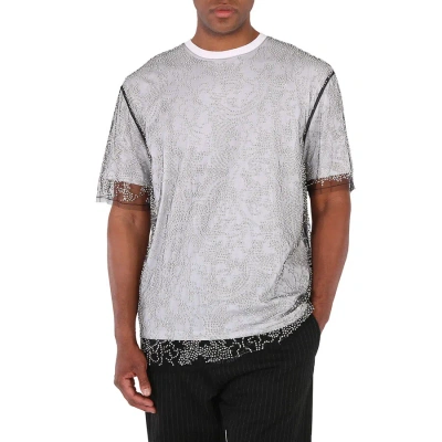 Burberry Men's Beaded Tulle And Cotton T-shirt In Multicolor
