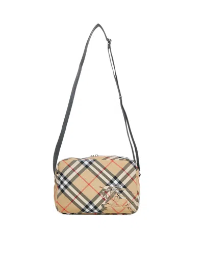 Burberry Men Beige Check Crossbody Bag