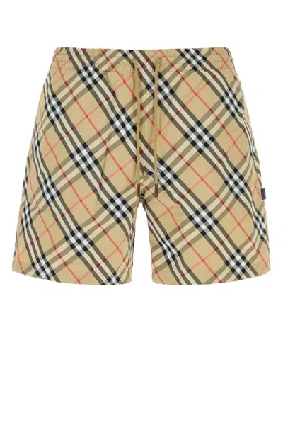Burberry Burden-inspired Printed Nylon Swimming Shorts For Men In Brown