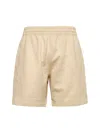 Burberry Relaxed-fit Cotton Shorts With Drawstring Waistband In Neutral