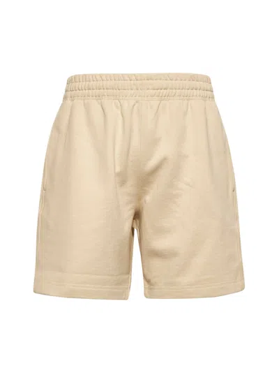 Burberry Men Beige Cotton Check Patch Shorts In Neutral