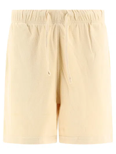 Burberry Men's Beige Towelling Shorts With Equestrian Knight Design