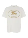 Burberry Men Beige Crewneck T-shirt With Maxi Logo On The Front In Cotton Man In White