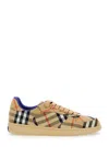 Burberry Men Beige Low Top Sneakers With Check Motif In Mixed Tech Fabrics Man In Brown