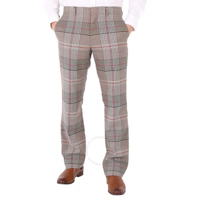 Burberry Men's Beige Wool Check Tailored Trousers In Multi